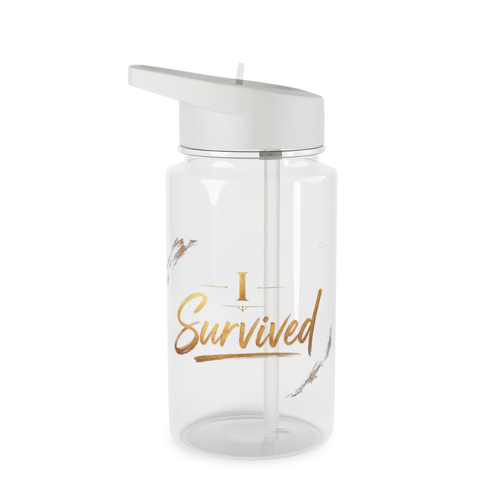 I Survived Water Bottle - Motivational Tritan Sports Bottle with Straw