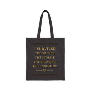 Tote Bag — "I Survived" Inspirational Canvas Tote (Recovery & Resilience Gift)