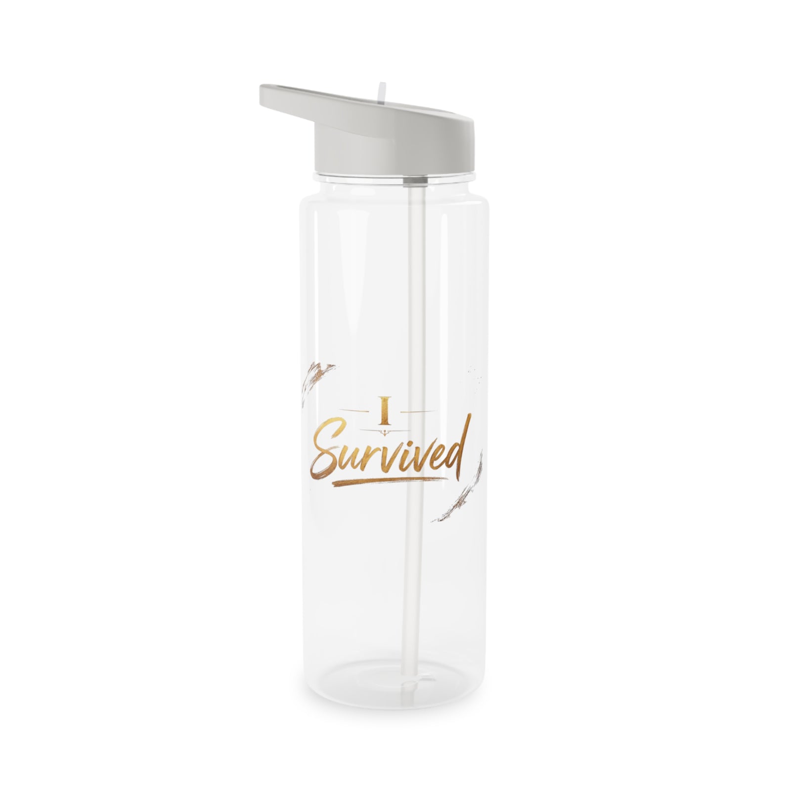 I Survived Water Bottle - Motivational Tritan Sports Bottle with Straw