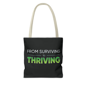 Copy of Surviving Myself / From Surviving to Thriving Tote Bag — Inspirational Motivational Cityscape Tote