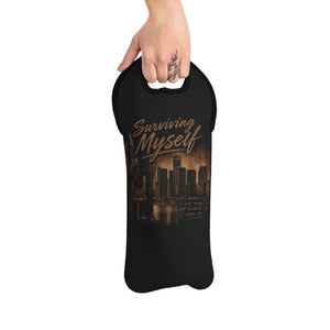 Surviving Myself Wine Tote Bag — Cityscape Vegan Neoprene Bottle Carrier