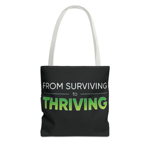 Copy of Surviving Myself / From Surviving to Thriving Tote Bag — Inspirational Motivational Cityscape Tote