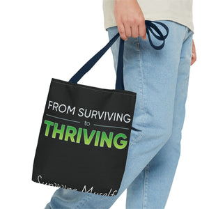 Copy of Surviving Myself / From Surviving to Thriving Tote Bag — Inspirational Motivational Cityscape Tote