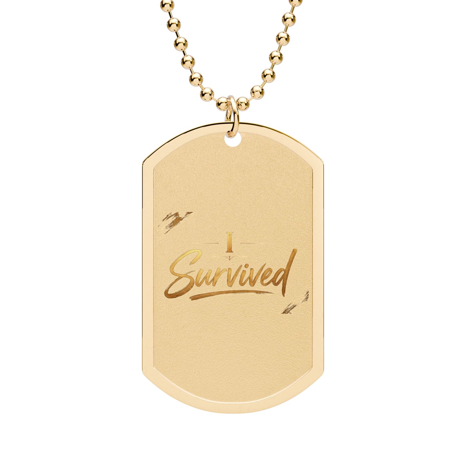 "I Survived" Dog Tag Necklace — Inspirational Military-Style Pendant