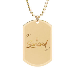 "I Survived" Dog Tag Necklace — Inspirational Military-Style Pendant