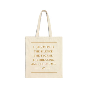Tote Bag — "I Survived" Inspirational Canvas Tote (Recovery & Resilience Gift)