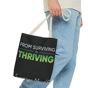 Copy of Surviving Myself / From Surviving to Thriving Tote Bag — Inspirational Motivational Cityscape Tote