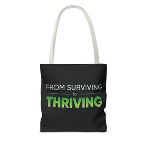Copy of Surviving Myself / From Surviving to Thriving Tote Bag — Inspirational Motivational Cityscape Tote