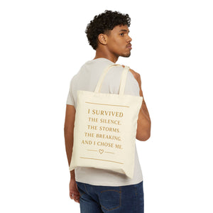 Tote Bag — "I Survived" Inspirational Canvas Tote (Recovery & Resilience Gift)