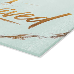 I Survived Glass Cutting Board – Inspirational Mint Decorative Kitchen Board
