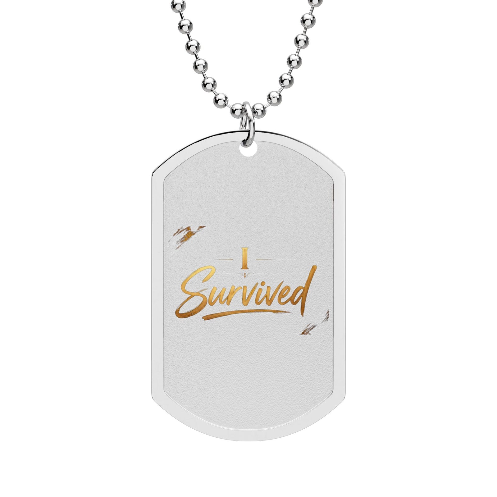 "I Survived" Dog Tag Necklace — Inspirational Military-Style Pendant
