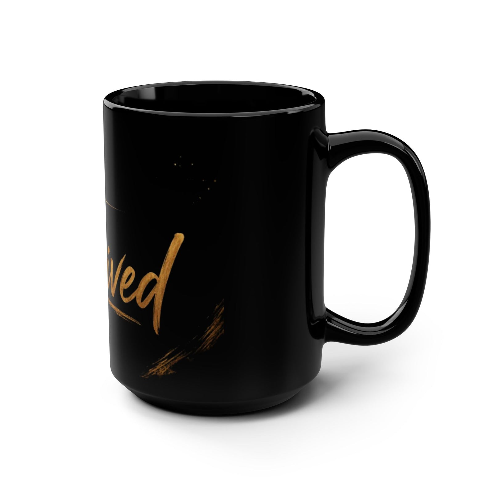 I Survived 15oz Black Mug — Inspirational Resilience Coffee Cup