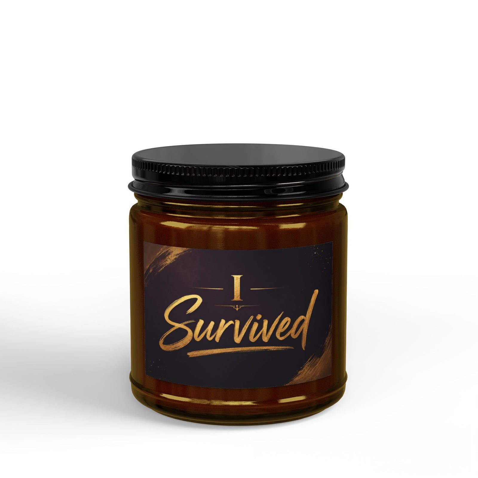 I Survived Scented Soy Candle — Amber Jar Candle with Black Lid (4oz & 9oz)